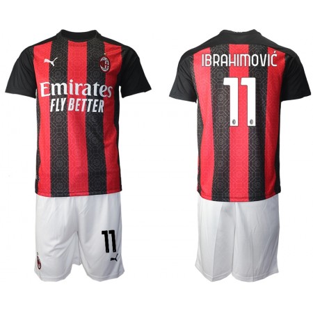 Fußballtrikots AC Mailand Zlatan Ibrahimovic 11 Kinder 2020-2021 Kurzarm Heimtrikotsatz kaufen